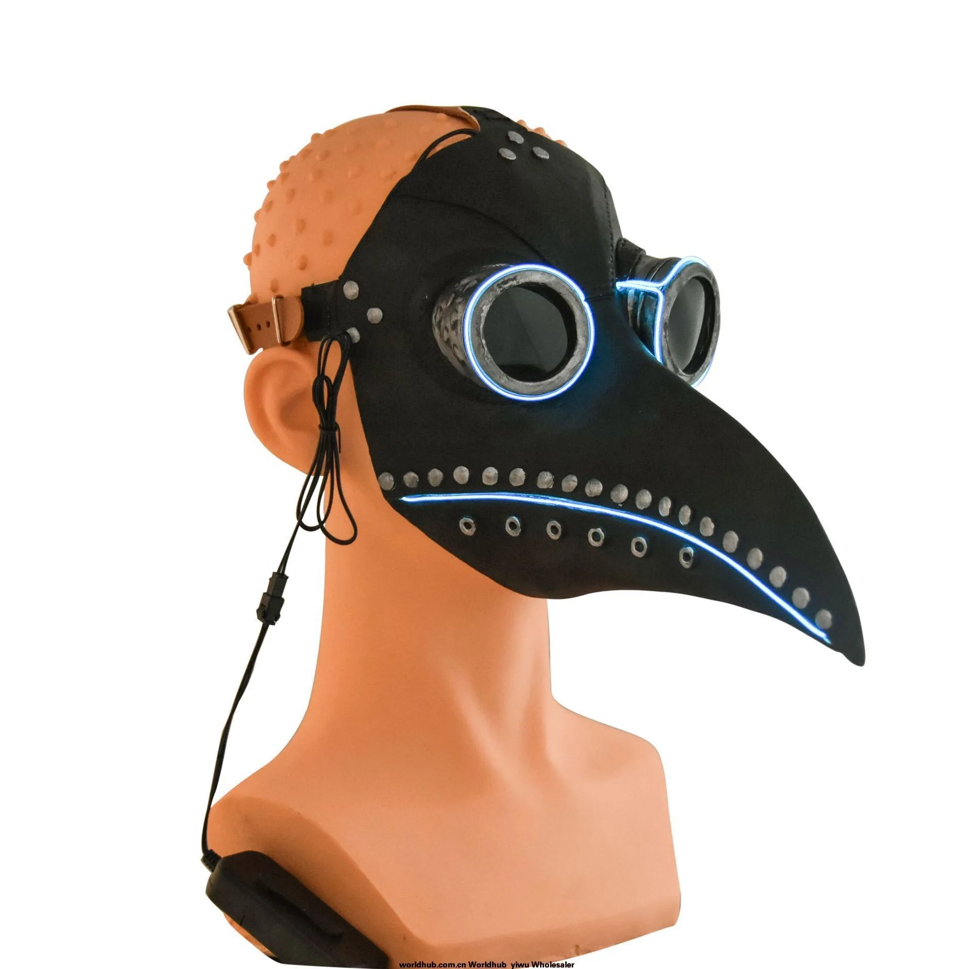 LED glowed plague doctor glow birds beak medieval black death virus Halloween cold light latex mask