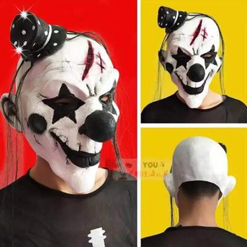 Clown mask script kill series funny mask hair set performance performance funny Halloween ball costume 10