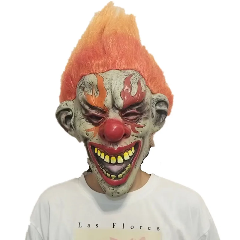 Clown mask script kill series funny mask hair set performance performance funny Halloween ball costume