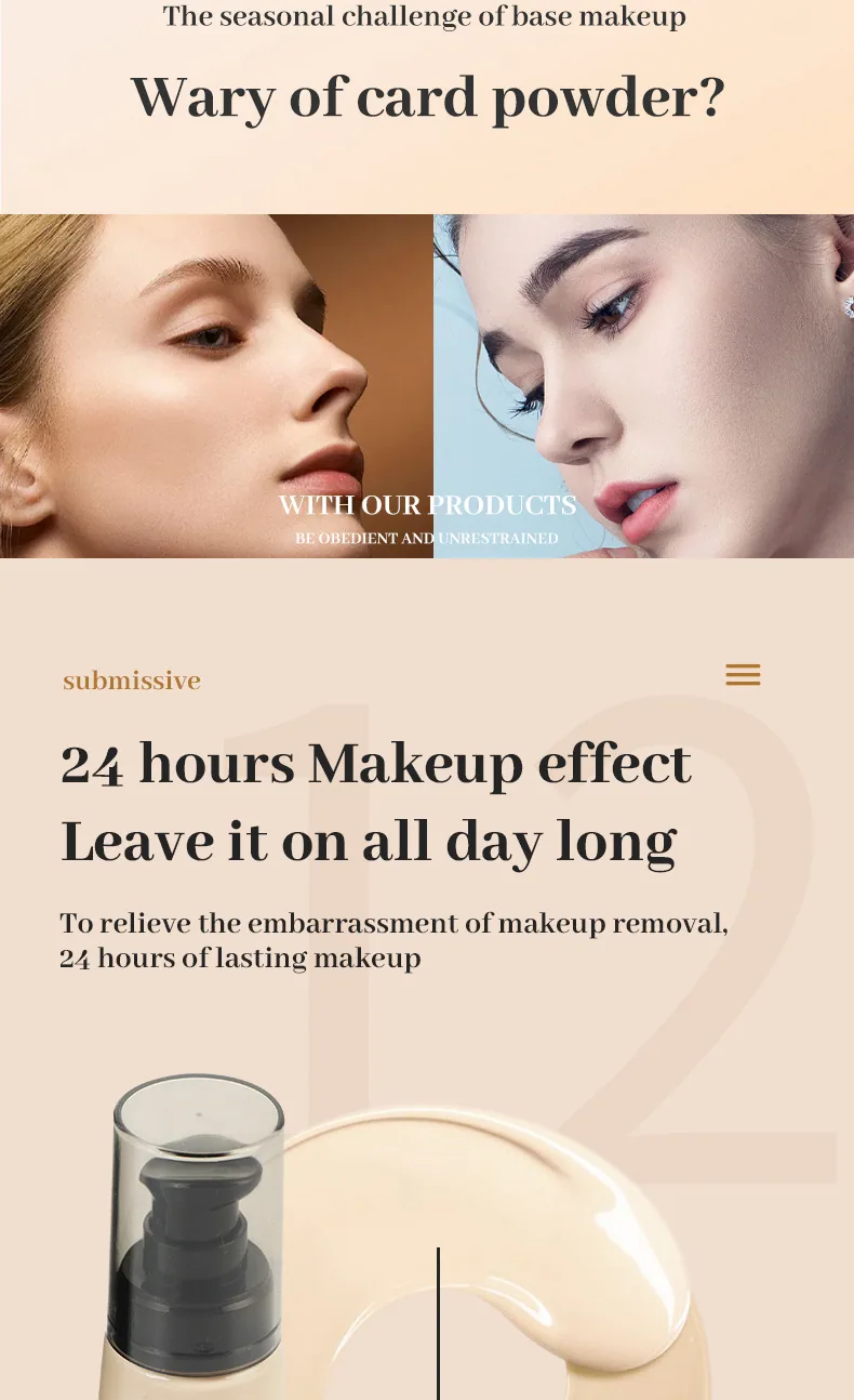 BNV Cross Border Liquid Foundation 30ml in multiple shade options, cream skin foundation for diverse skin tones by Yiwu Oou