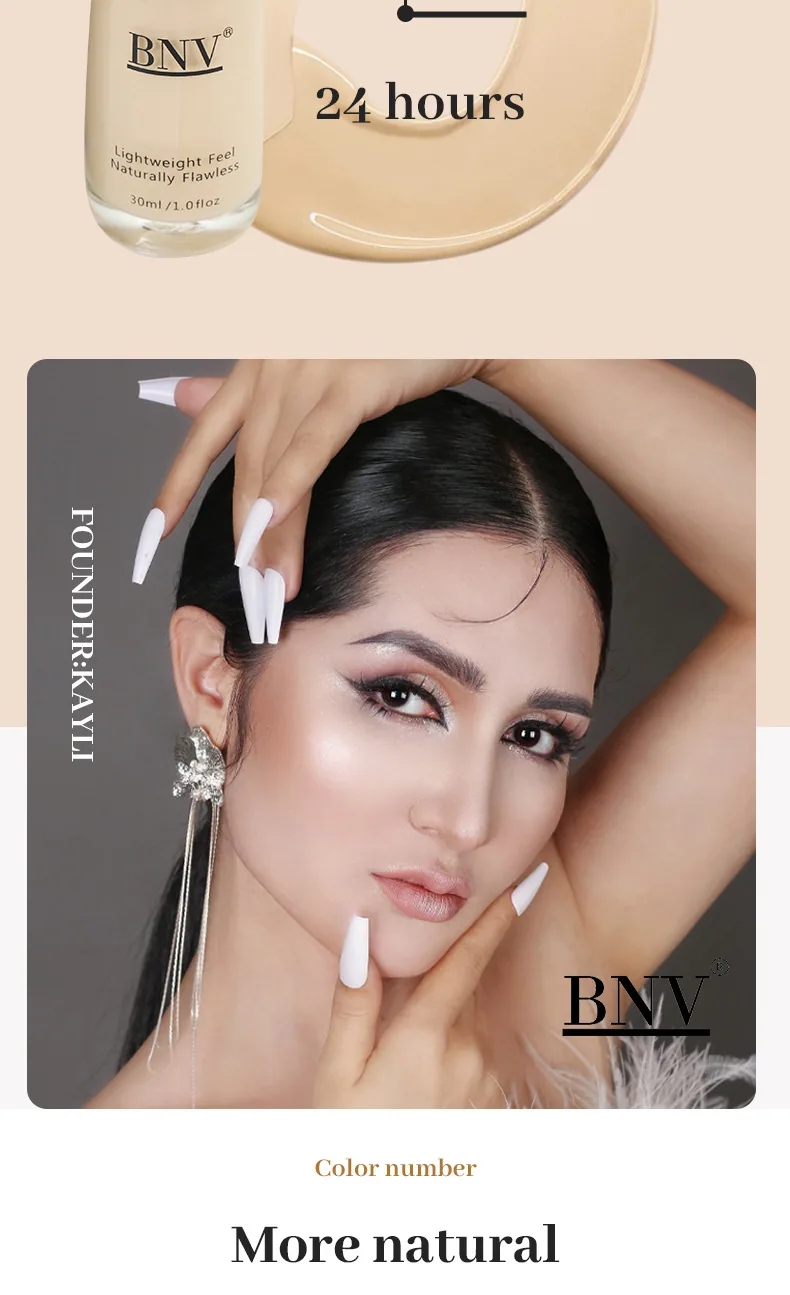 BNV Cross Border liquid foundation 30ml multiple shade options for cream skin, air lasting makeup
