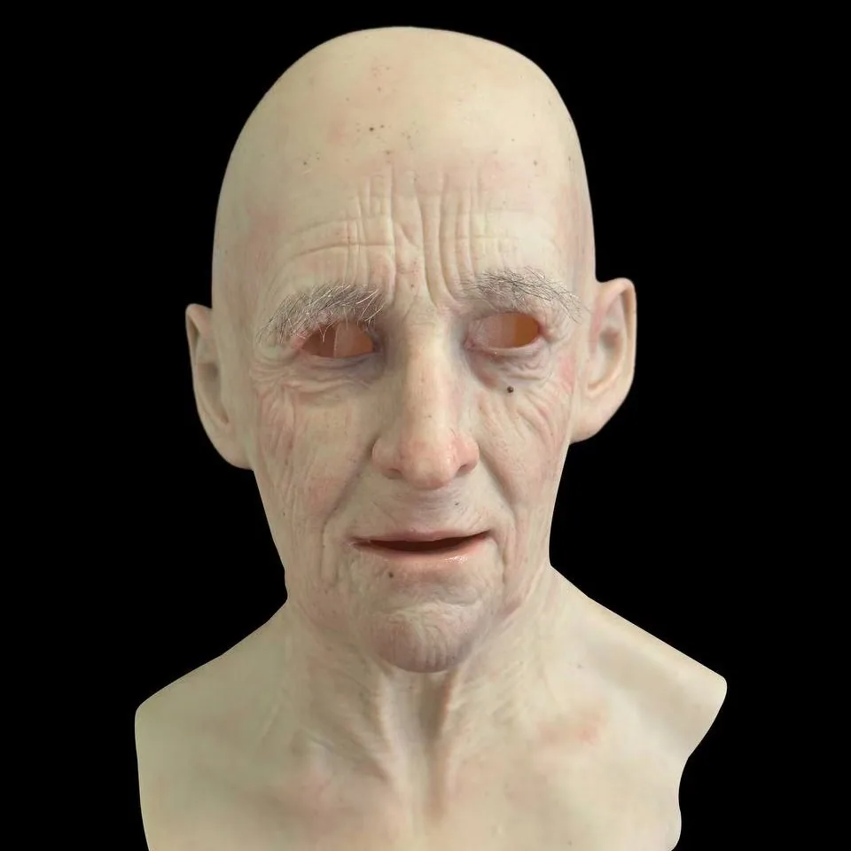 Independent station explosive old man silicone face mask old grandpa horror headgear old man plays cos game props 6