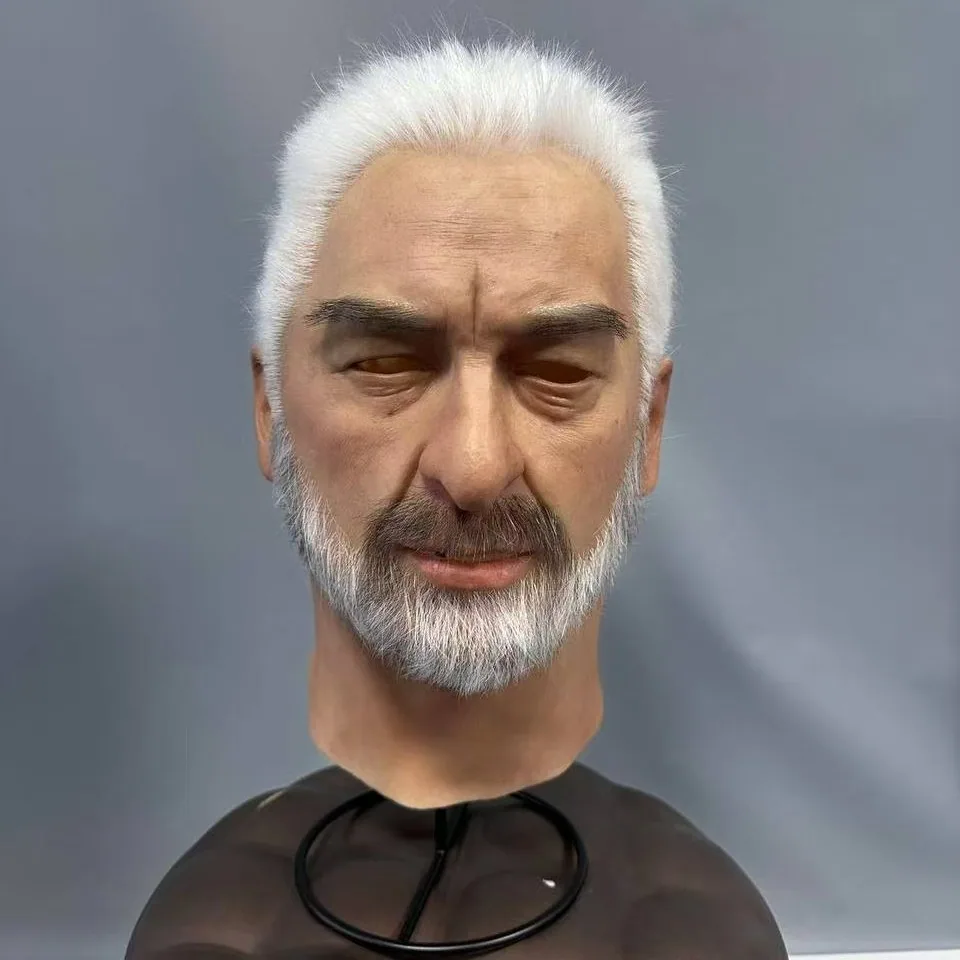Independent station explosive old man silicone face mask old grandpa horror headgear old man plays cos game props 11
