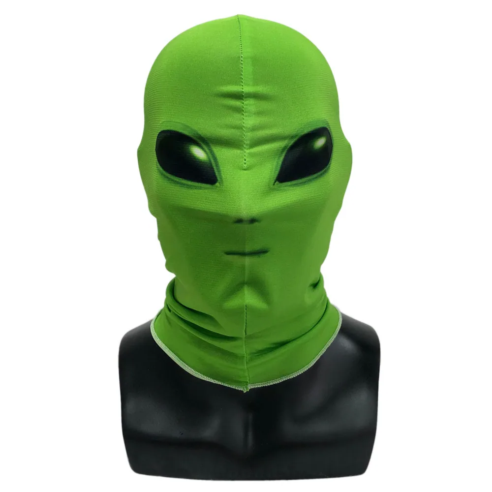 Halloween cross-border new ET alien mask horror masquerade mask alien funny prank green hood 2