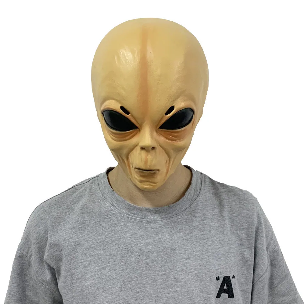 Halloween cross-border new ET alien mask horror masquerade mask alien funny prank green hood