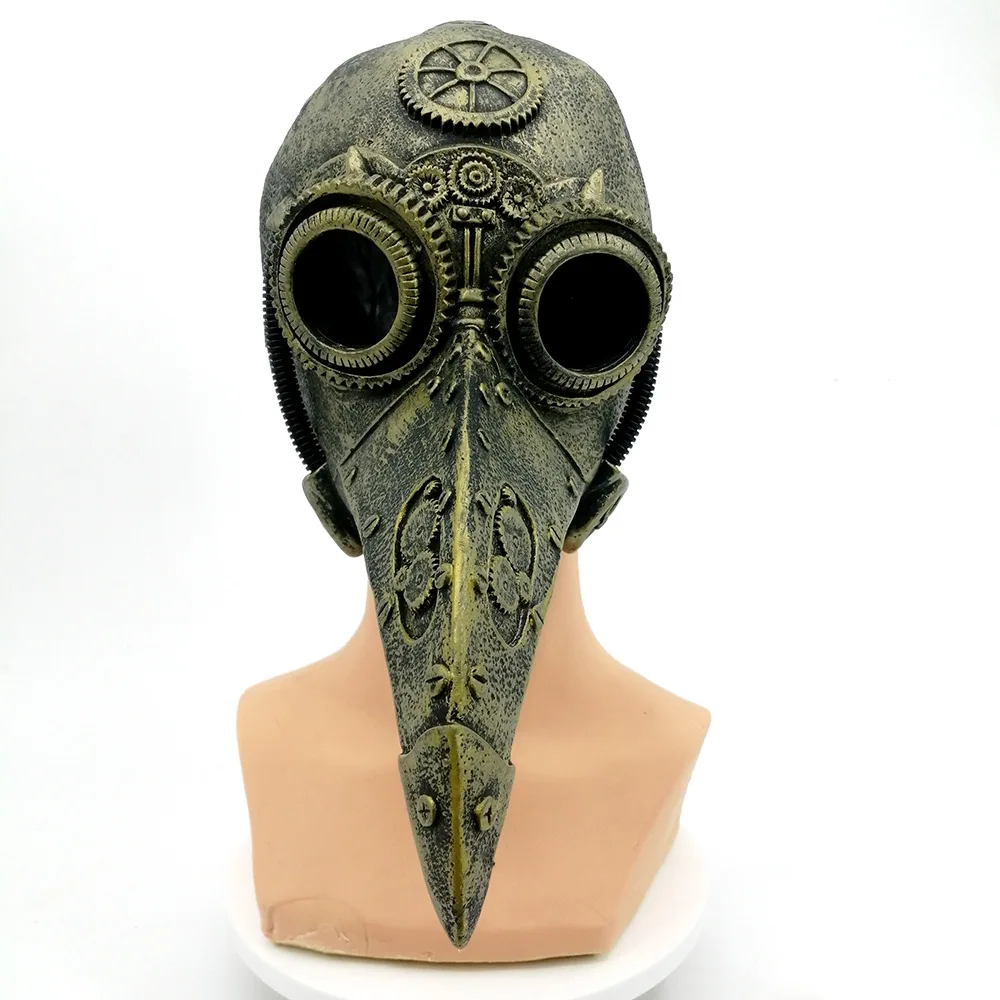 2020 New Punk Plague Doctor Mask Halloween Latex Punk Wind Plague Doctor Birds Beak Mask 6