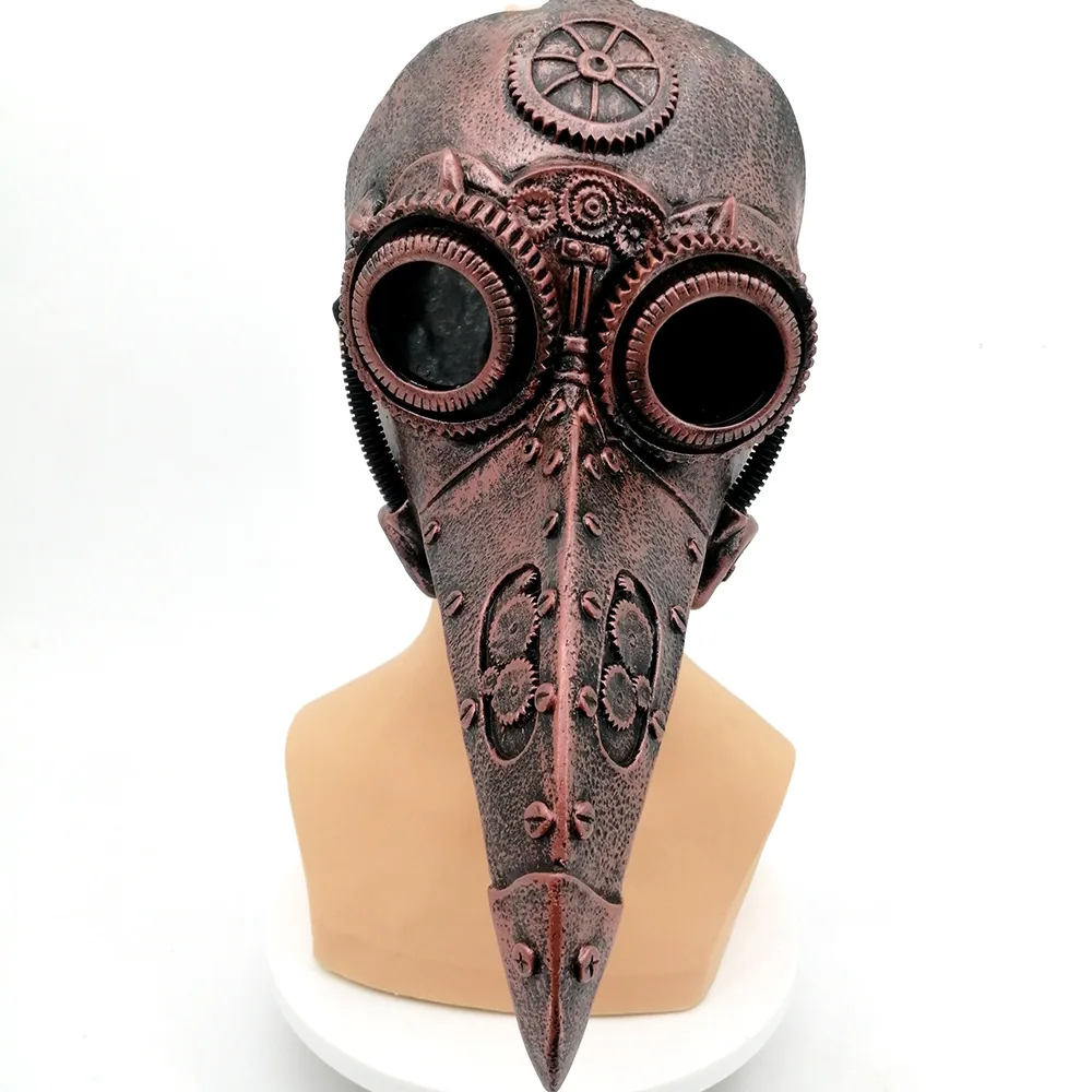 2020 New Punk Plague Doctor Mask Halloween Latex Punk Wind Plague Doctor Birds Beak Mask 4