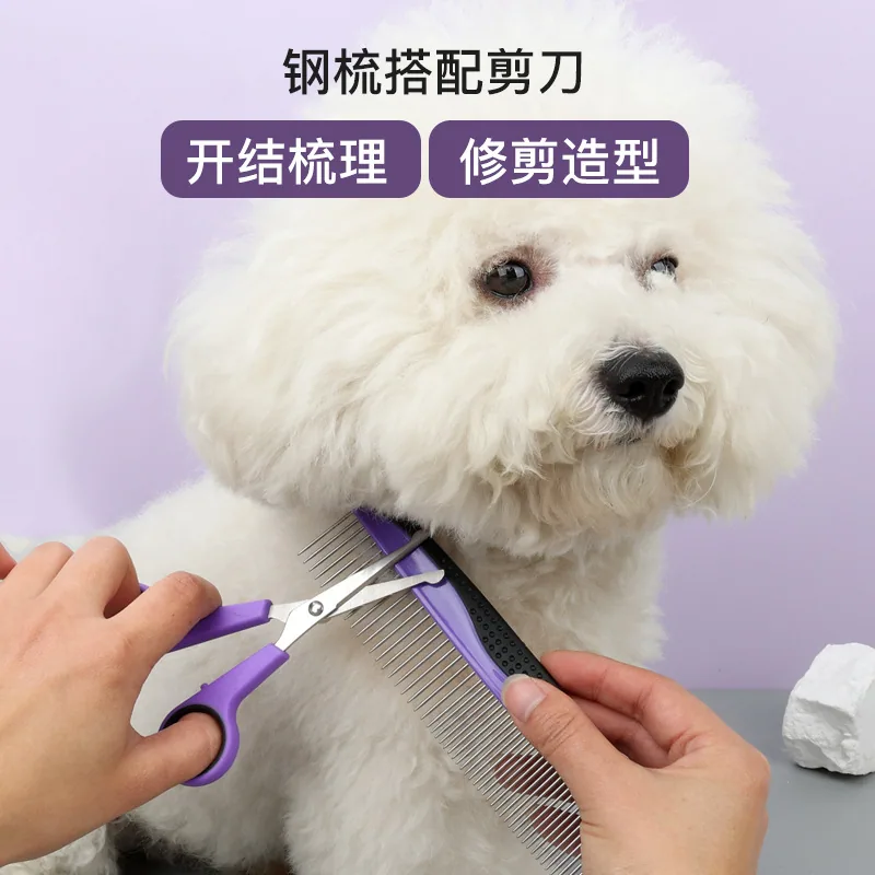 Pet supplies pet cleaning set button beauty comb nail clippers file hairdressing scissors hairdressing comb 4