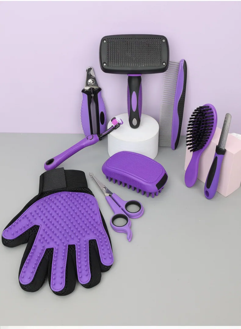 Pet supplies pet cleaning set button beauty comb nail clippers file hairdressing scissors hairdressing comb 21
