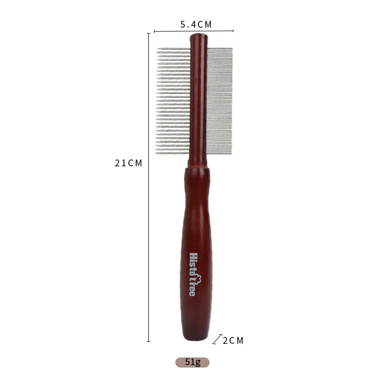 Pet supplies dog and cat solid wood comb needle comb fluffy comb double-sided row comb nail rake comb red brown wood handle syst 2
