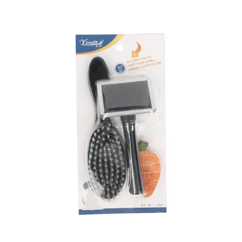 Pet comb pet brush dog cat grooming set needle comb fluffy comb carrot chew toy 3