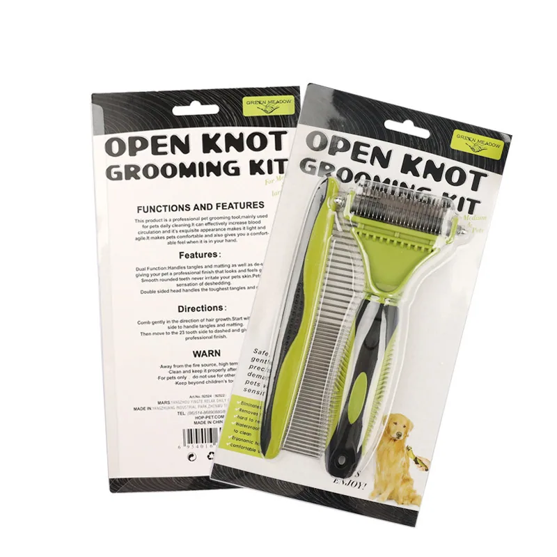 Cross-border hot sale pet comb dog hair removal knot comb dual-purpose metal steel needle comb set dog comb 5