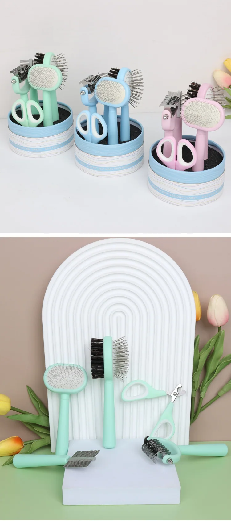 Pet grooming tools dog travel set pet comb brush set dog comb nail clipper dog knot comb 19