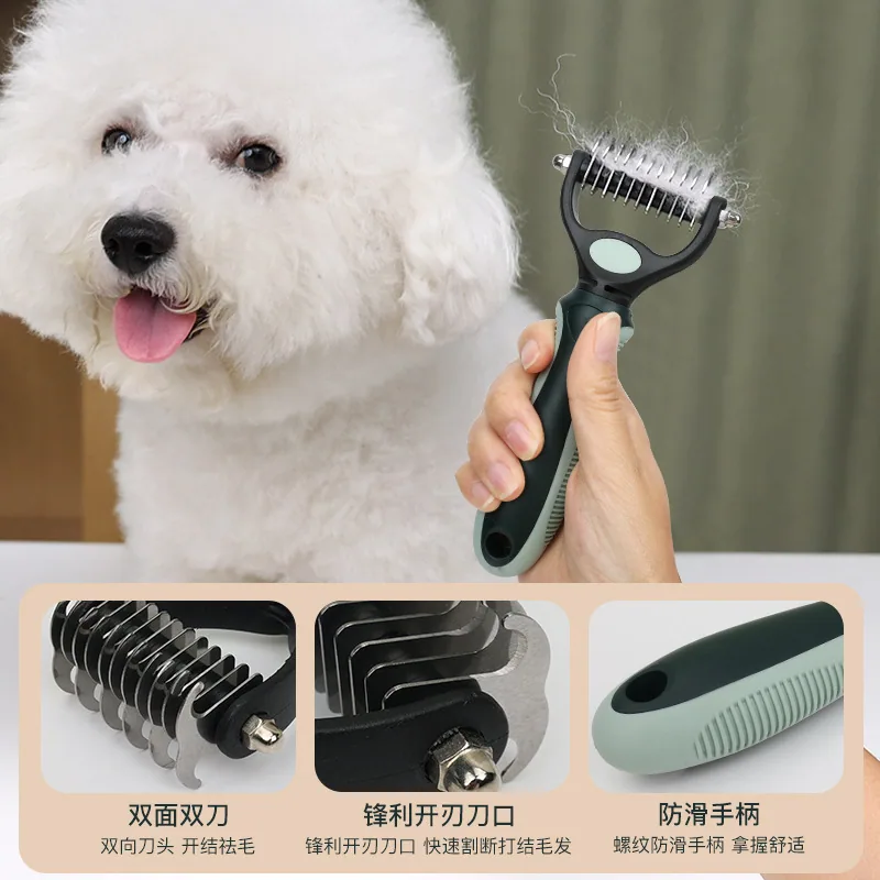 Conjunto de 8 peças para limpeza e cuidados com animais de estimação, tesoura para cabelo, lima de unhas, pente para nó, pente para animais de estimação 3