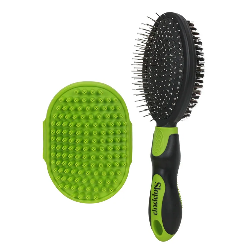 Pet comb pet brush bath brush double-sided comb dog bath massage brush dog cleaning set