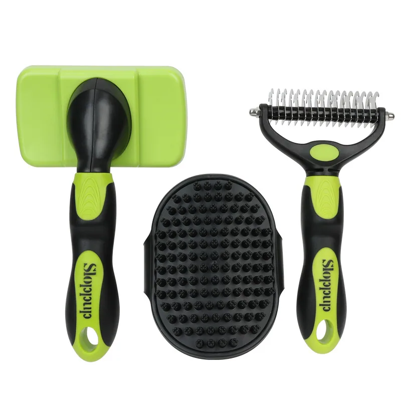 Pet Comb Cleaning Tool Set 3 Piece Set Open Knot to Remove Floating Hair Automatic Shedding Comb Dog Comb