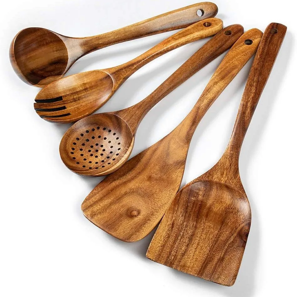 Acacia wooden spatula 9-piece wooden kitchenware set high temperature resistant spatula salad spoon soup spoon scoop noodle spoo