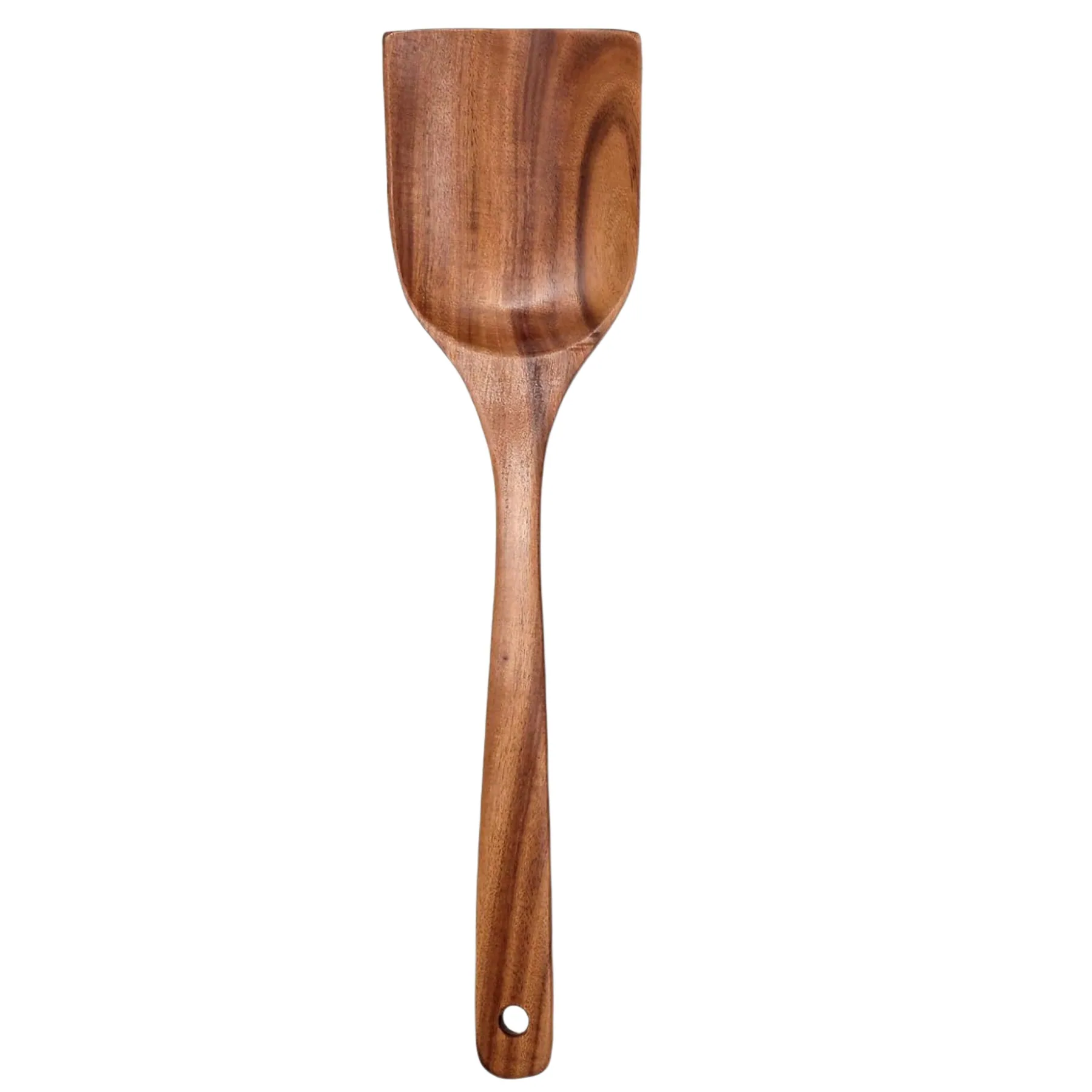 Juego de 6 espátulas de madera de acacia, juego de utensilios de cocina de teca, espátula de madera, cuchara para ensalada, cuchara para remover sopa, cuchara Lao Mein, espátula lisa 10