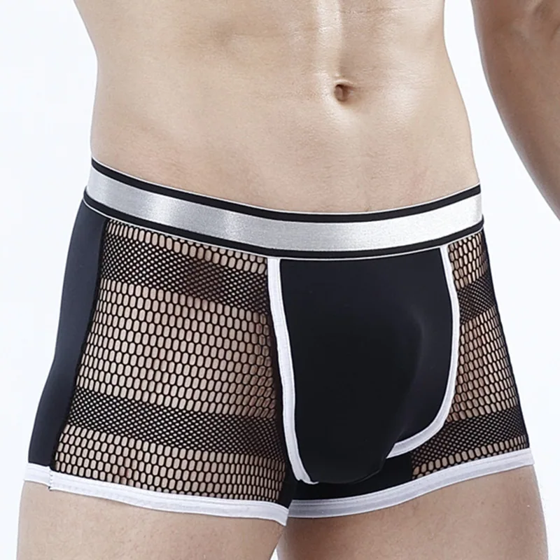 Men's panties ice silk breathable jacquard mid rise boxer boxer trendy male boxer toe wholesale