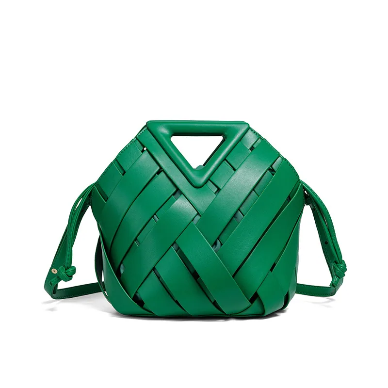 Cross border exclusive large capacity handbag triangle bag 2025 new hand-held clip bag diamond grid woven dinner bag