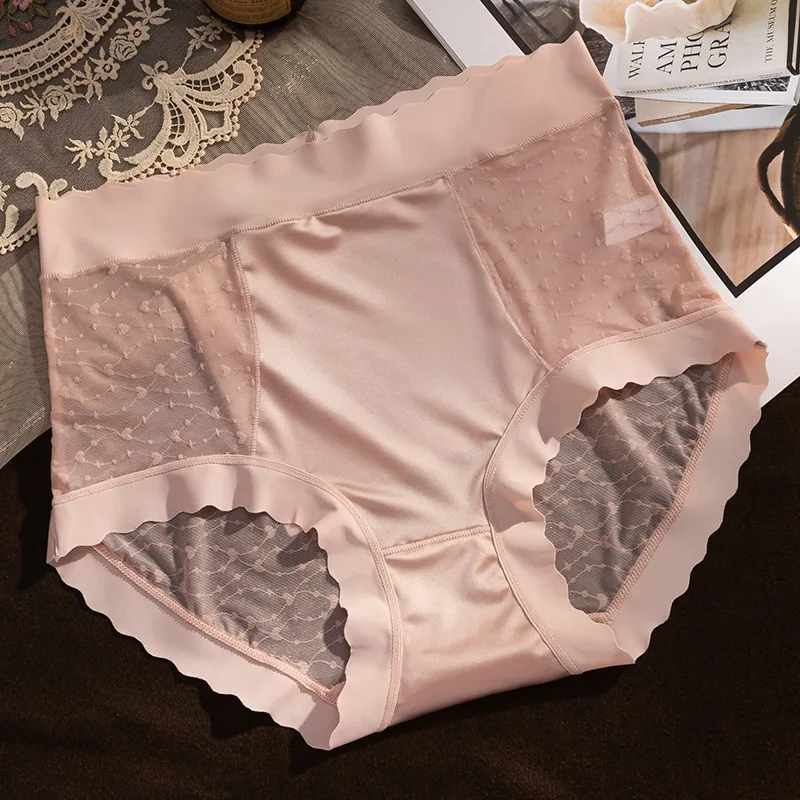 French lace sexy womens underwear with abdominal and hip lifting comfort, high elasticity and breathability, pure cotton seam
