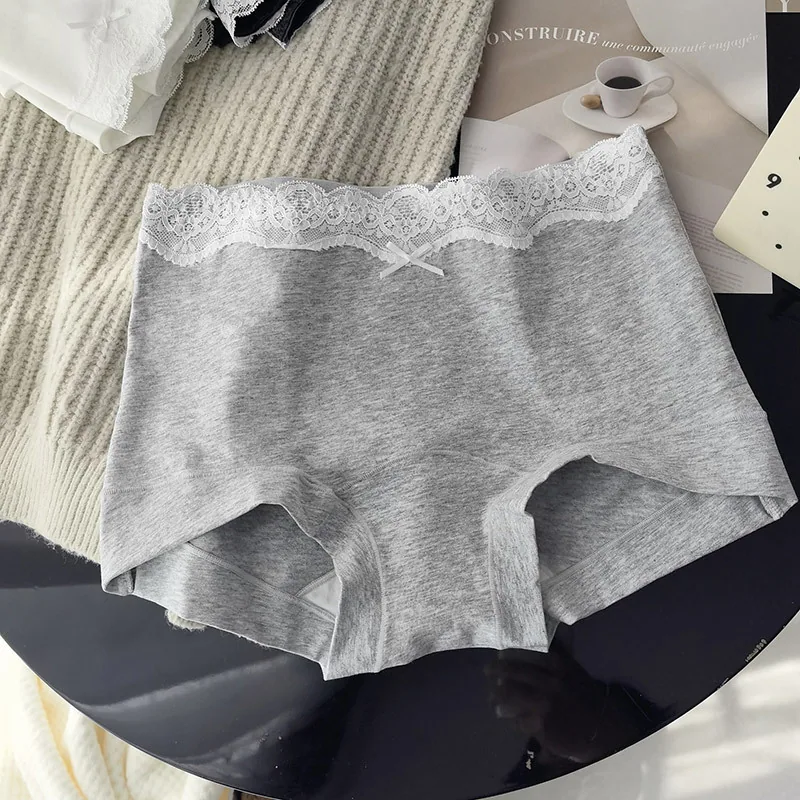 10A grade antibacterial lace pure cotton boxer briefs with extended crotch, full cotton womens underwear, four-corner safe under - Other Underwear 4
