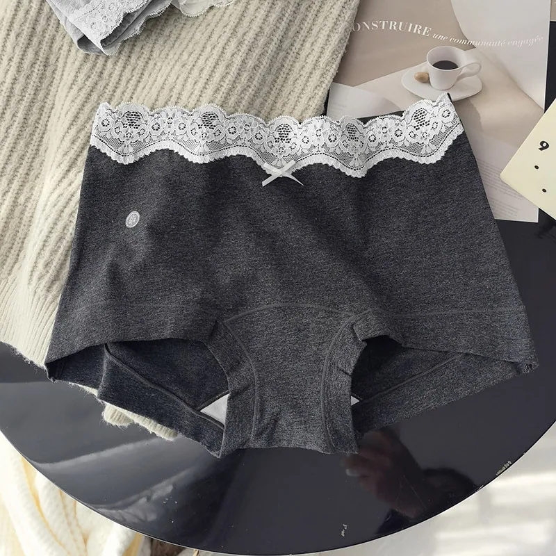 10A grade antibacterial lace pure cotton boxer briefs with extended crotch, full cotton womens underwear, four-corner safe under - Other Underwear 5