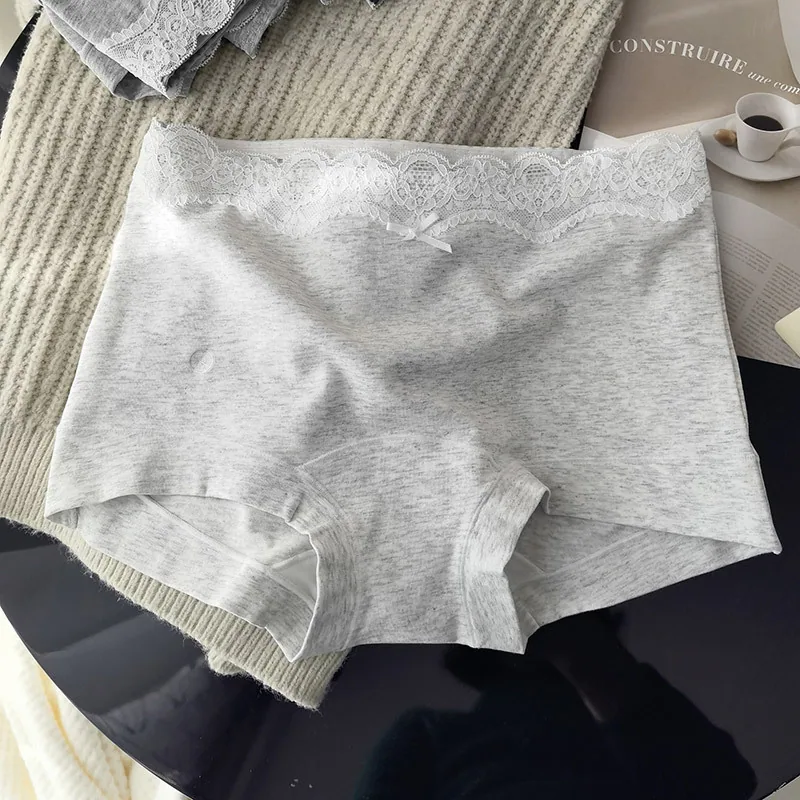 10A grade antibacterial lace pure cotton boxer briefs with extended crotch, full cotton womens underwear, four-corner safe under - Other Underwear 3