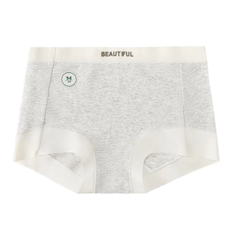 Ladies plain square-cut pure cotton mid-waist underwear, 7A antibacterial, Class A infant cotton, 2-in-1 anti-exposure safety sh - Other Underwear 3