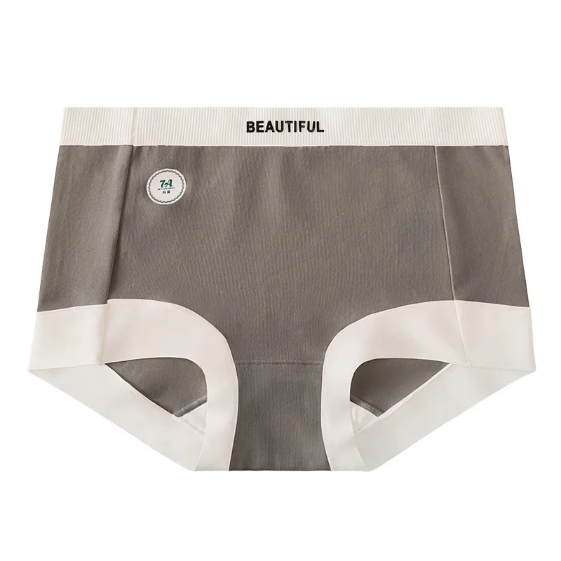 Ladies plain square-cut pure cotton mid-waist underwear, 7A antibacterial, Class A infant cotton, 2-in-1 anti-exposure safety sh - Other Underwear 6