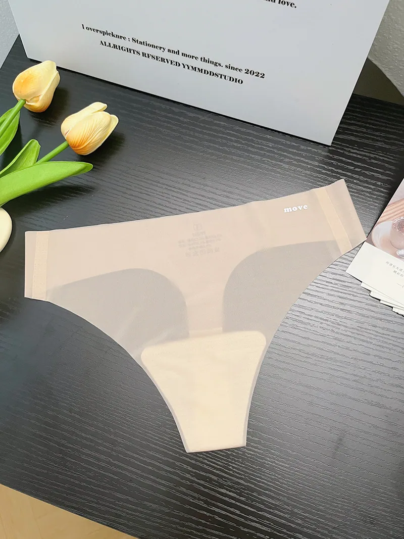One piece seamless ice silk sexy thong for women in summer, thin design for sports yoga, breathable and nude feeling, comfor and 4
