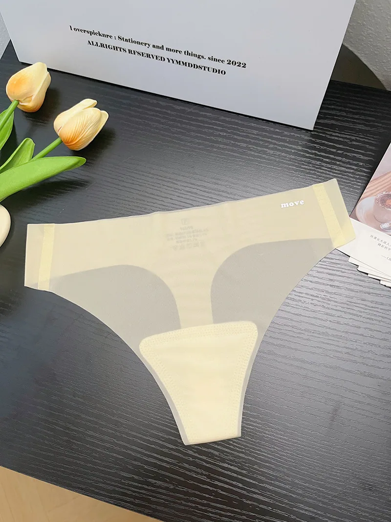 One piece seamless ice silk sexy thong for women in summer, thin design for sports yoga, breathable and nude feeling, comfor and 2
