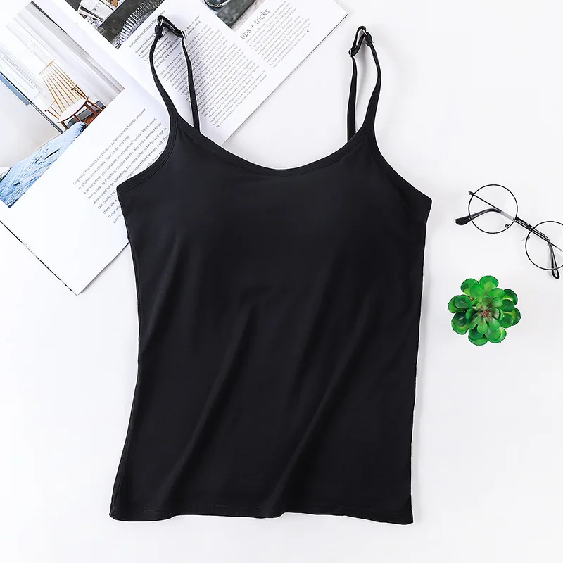 One piece chest cushion, no need to wear bra, no steel ring, camisole vest, womens small inner layer, strapless base, adjus shou - Bra & Brief Sets 5