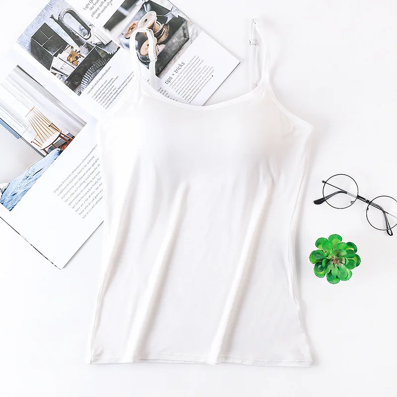One piece chest cushion, no need to wear bra, no steel ring, camisole vest, womens small inner layer, strapless base, adjus shou - Bra & Brief Sets 2