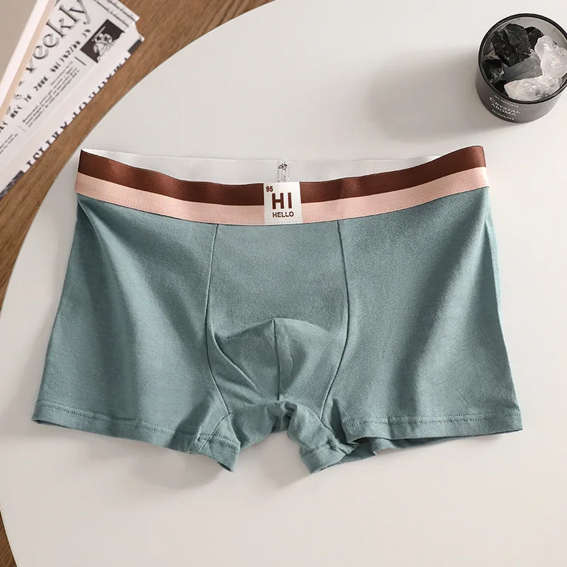 Mens all-cotton trendy pure cotton underwear with antibacterial groin, graphene loose sports underwear, no trace breathable boxe 4