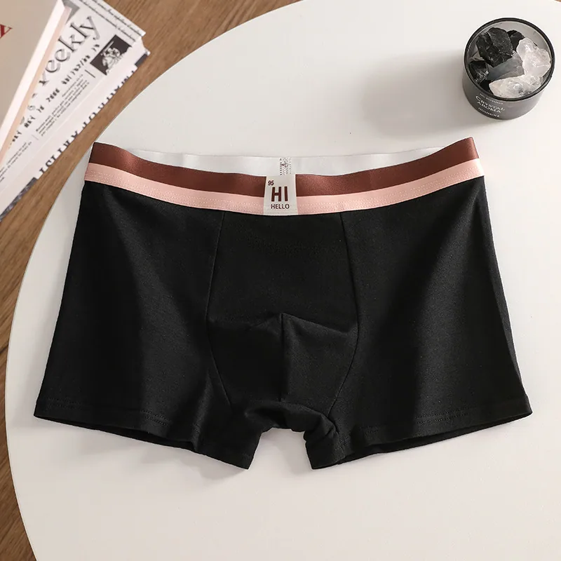 Mens all-cotton trendy pure cotton underwear with antibacterial groin, graphene loose sports underwear, no trace breathable boxe 3