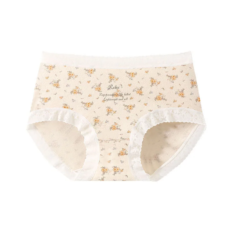 7A Antibacterial Class A Baby Cotton Womens Pure Cotton Underwear, All-Cotton Crotch Small Floral Soft High Elastic Mid-Waist Tr 5