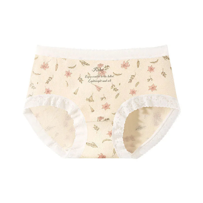 7A Antibacterial Class A Baby Cotton Womens Pure Cotton Underwear, All-Cotton Crotch Small Floral Soft High Elastic Mid-Waist Tr 3