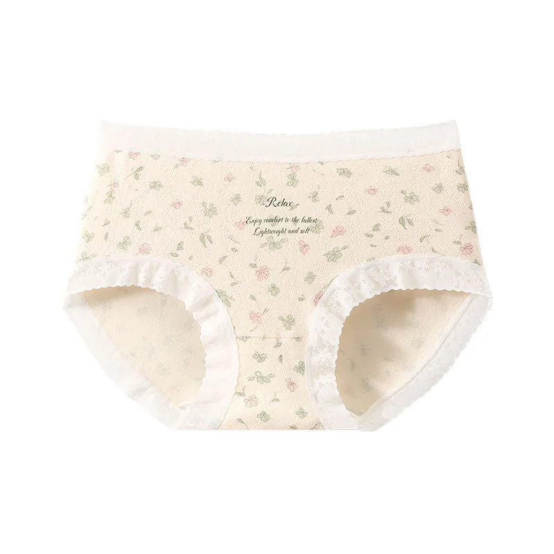 7A Antibacterial Class A Baby Cotton Womens Pure Cotton Underwear, All-Cotton Crotch Small Floral Soft High Elastic Mid-Waist Tr 2