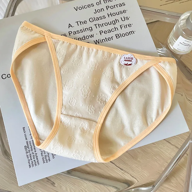 French 5A Antibacterial Baby Cotton Underwear Womens High Split Middle Waist Breathable Full Cotton Crotch Antibacterial Womens 3