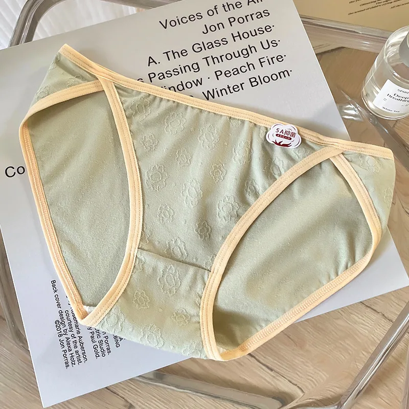 French 5A Antibacterial Baby Cotton Underwear Womens High Split Middle Waist Breathable Full Cotton Crotch Antibacterial Womens 2