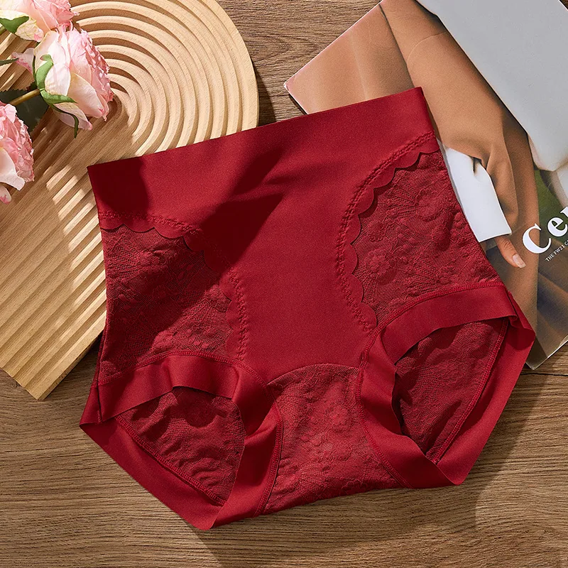New Live Streaming Quality Large Size Sexy Lace High Waist Tight Pants for Women, No Hip Pinch, No Trace Ice Silk Triangle Pants