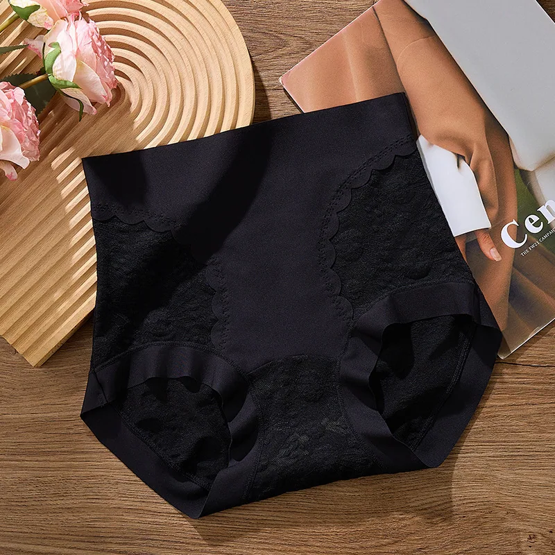 New Live Streaming Quality Large Size Sexy Lace High Waist Tight Pants for Women, No Hip Pinch, No Trace Ice Silk Triangle Pants 2