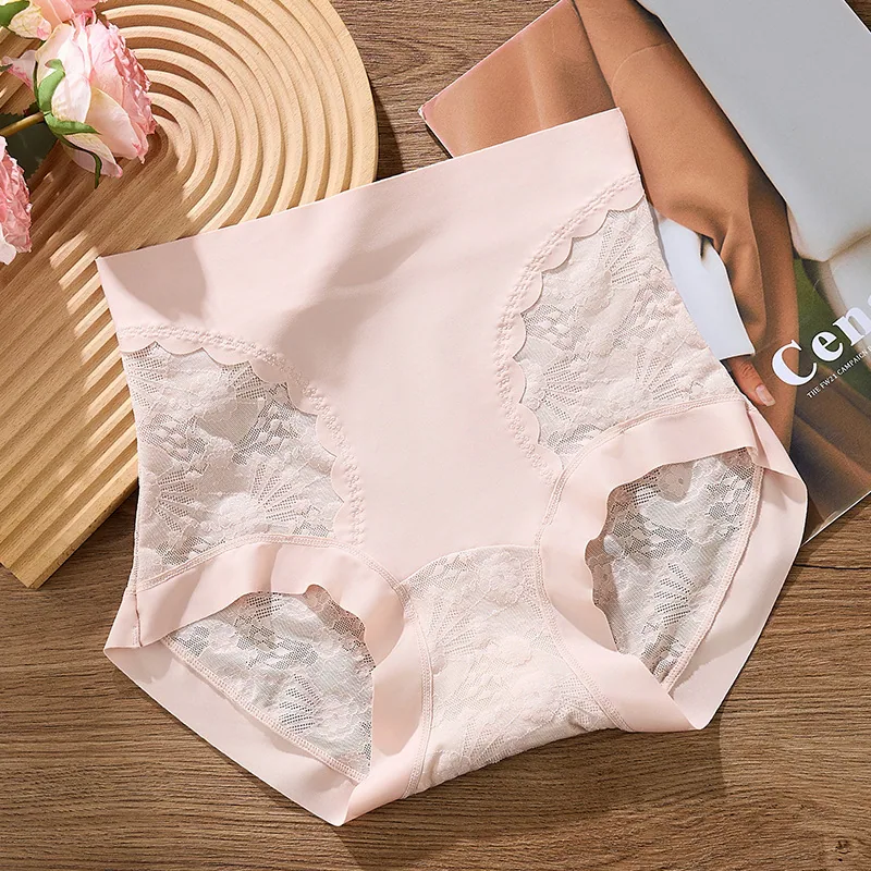 New Live Streaming Quality Large Size Sexy Lace High Waist Tight Pants for Women, No Hip Pinch, No Trace Ice Silk Triangle Pants 3