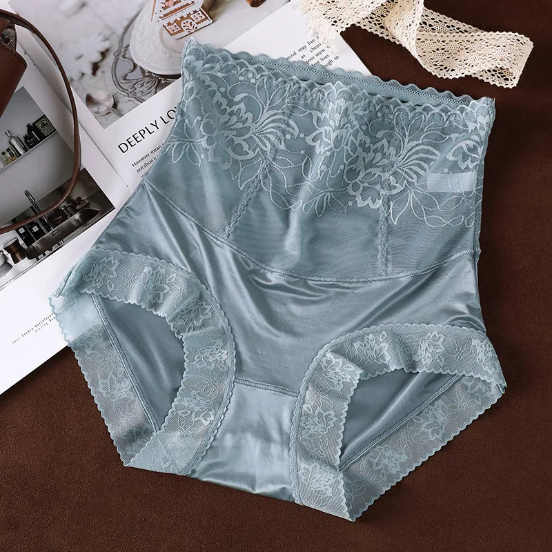 Pantalones de tiro alto de satén con realce de glúteos y sensación de nudez cómoda, abdomen ligeramente retraído, transpirable, entrepierna de seda de morera para mujer 4