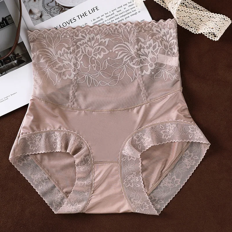 Pantalones de tiro alto de satén con realce de glúteos y sensación de nudez cómoda, abdomen ligeramente retraído, transpirable, entrepierna de seda de morera para mujer 3
