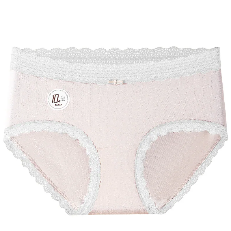 10A antibacterial Xinjiang long velvet cotton cotton lady underwear pure cotton lace side mid-rise scarless shortion panties