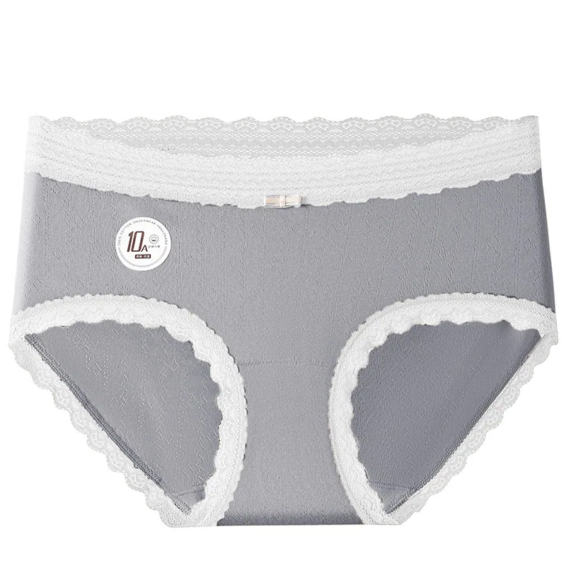 10A antibacterial Xinjiang long velvet cotton cotton lady underwear pure cotton lace side mid-rise scarless shortion panties wom 2