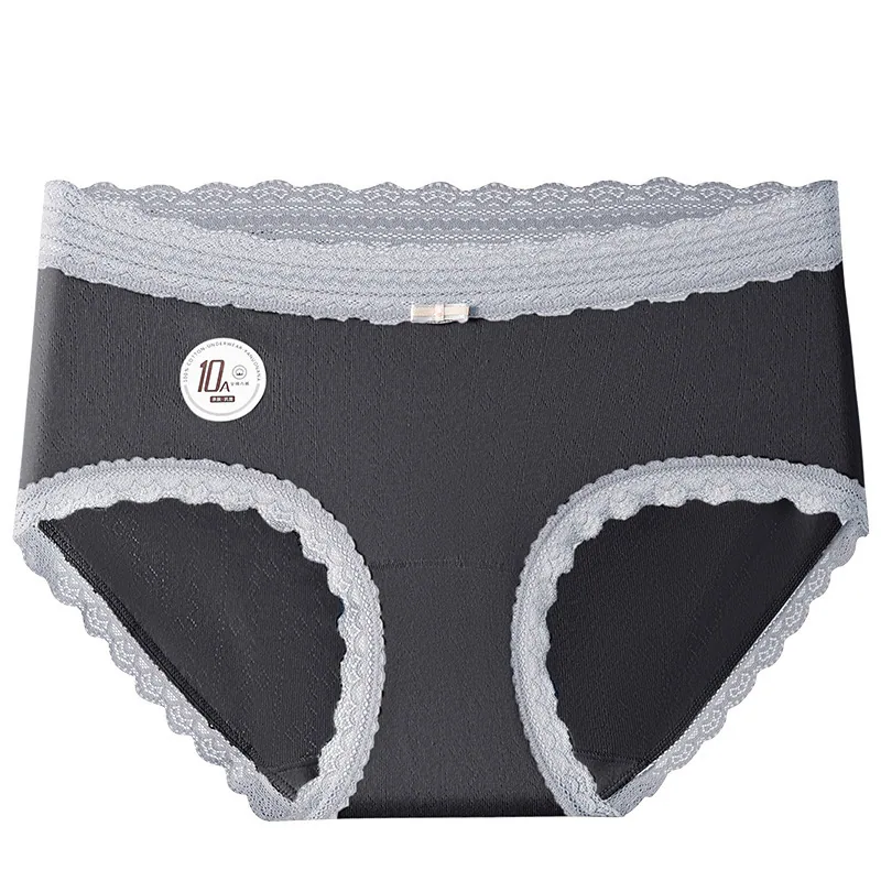10A antibacterial Xinjiang long velvet cotton cotton lady underwear pure cotton lace side mid-rise scarless shortion panties wom 3