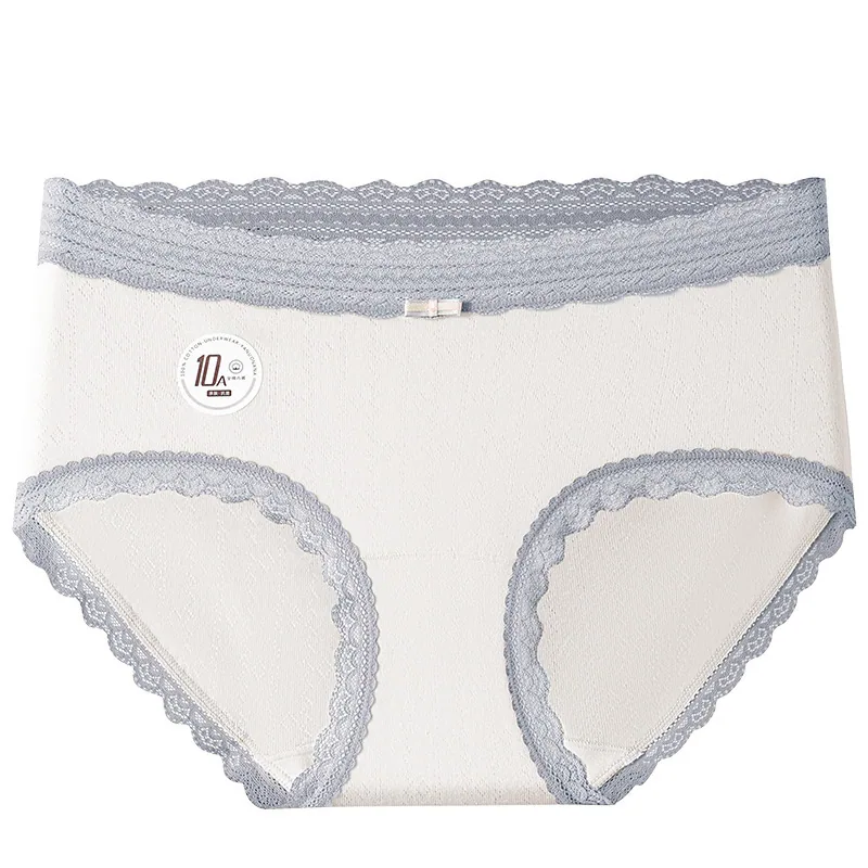 10A antibacterial Xinjiang long velvet cotton cotton lady underwear pure cotton lace side mid-rise scarless shortion panties wom 5